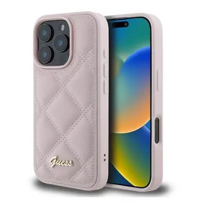 Guess PU Leather Quilted Zadní Kryt pro iPhone 16 Pro Max Pink