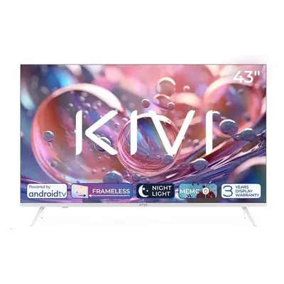 KIVI - 43', UHD, Android TV 11, Bílá, 3840x2160, 60 Hz, rep. 2x12W, 50 kWh/1000h , BT5.1, HDMI 4