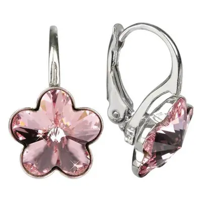 Levien Dívčí stříbrné náušnice Flower Crystal Light Rose