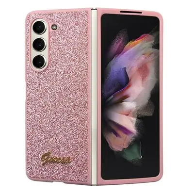 Guess PC/TPU Glitter Flakes Metal Logo kryt Samsung Galaxy Z Fold 5 růžový