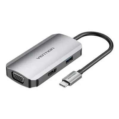 USB-C Docking Station to HDMI, VGA, USB 3.0, PD 0.15m Vention TOAHB, gray,