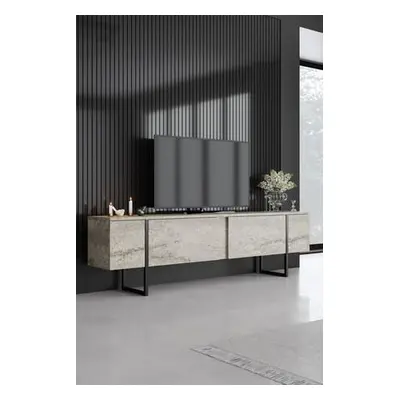 Hanah Home TV Stand Luxe - Travertine, Black