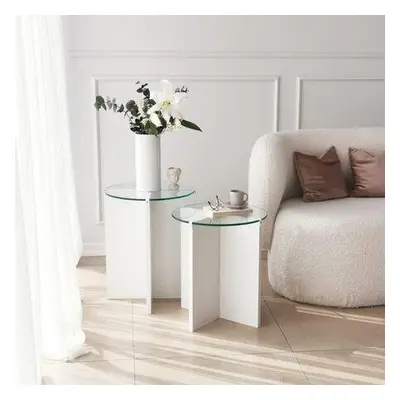 Hanah Home Nesting Table (2 Pieces) Lily - White White