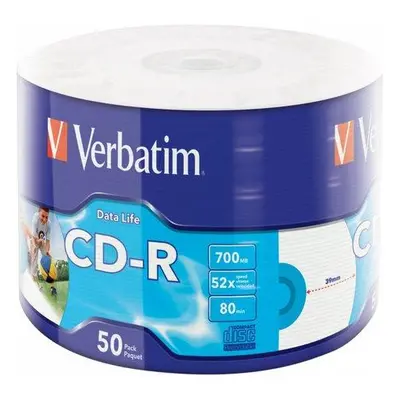 VERBATIM CD-R 700MB/ 52x/ 80min/ printable/ 50pack/ wrap, 43794