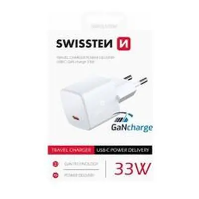 Swissten mini síťový adaptér gan usb-c 33w power delivery