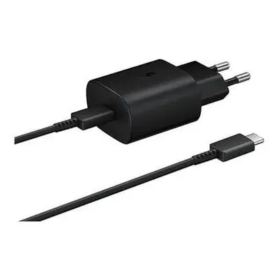 EP-TA800EBE + EP-DA705BBE Samsung 25W Cestovní nabíječka + USB-C/USB-C Datový Kabel Black (OOB B