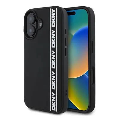 DKNY 3D Rubber Repeat Logo Line Zadní Kryt pro iPhone 16 Black