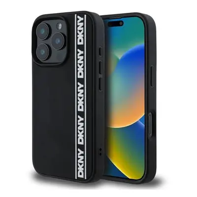 DKNY 3D Rubber Repeat Logo Line Zadní Kryt pro iPhone 16 Pro Max Black