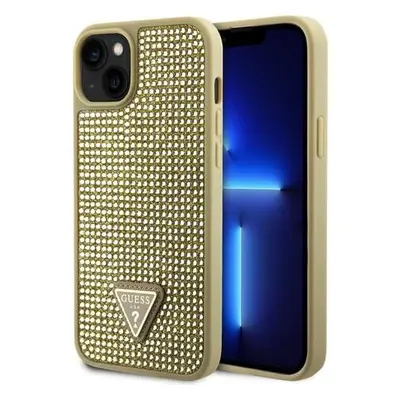 Guess Rhinestones Triangle Metal Logo Kryt pro iPhone 15 Gold