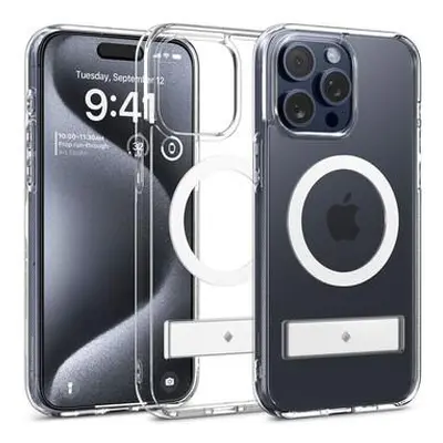 Spigen Caseology Capella kryt se stojánkem s MagFit iPhone 15 Pro čirý/bílý