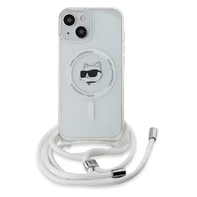 Karl Lagerfeld IML Crossbody Choupette Head Magsafe Zadní Kryt pro iPhone 15 Transparent