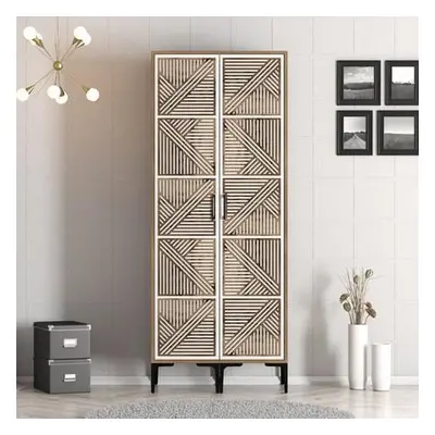 Hanah Home Wardrobe Kumsal PP - Walnut, White