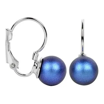 Levien Půvabné náušnice s klapkou Pearl Iridescent Dark Blue