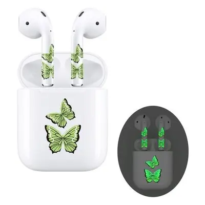 RockMax skin Art dekorativní nálepka pro AirPods 1/2 Gen.+nabíjecí pouzdro, svítící ve tmě Motýl