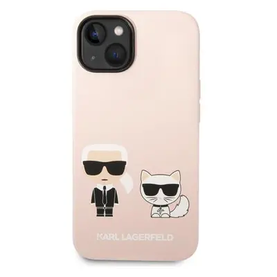 Karl Lagerfeld MagSafe kryt Liquid Silicone Karl and Choupette iPhone 14 Plus růžový