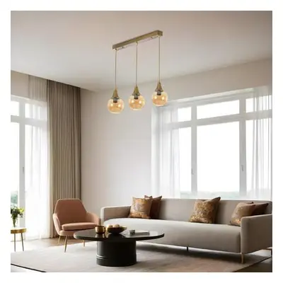 Opviq Chandelier Afra 3 Lü Sıralı Eskitme Bal Camlı Sarkıt