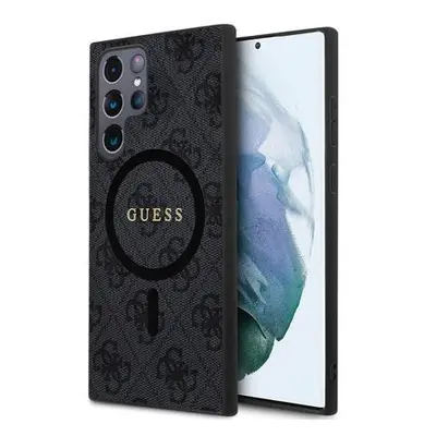 Guess PU Leather 4G Colored Ring MagSafe kryt Samsung Galaxy S24 Ultra černý