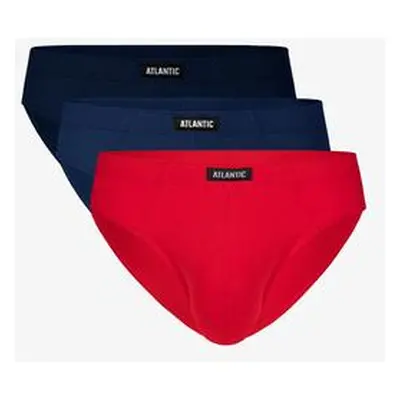 Atlantic Pánské klasické slipy 3Pack - tmavě modré/modré/červené Velikost: M, modrá