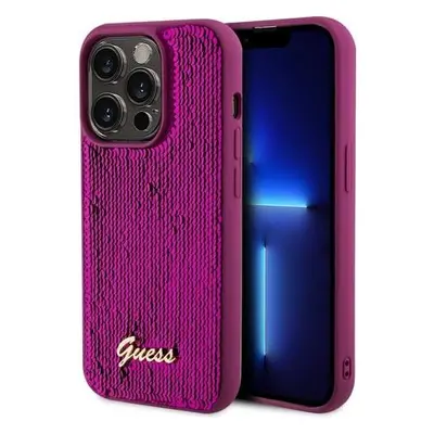 Guess Sequin Script Logo Zadní Kryt pro iPhone 14 Pro Max Magenta