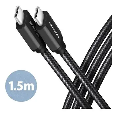 Axagon BUCM3-CM15AB SPEEd USB-C USB-C, USB 3.2 Gen 1, PD 60W 3A, ALU, oplet, 1,5m, černý