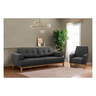 Atelier del Sofa Sofa Set Vina Set - Anthracite, Atlantic Pine