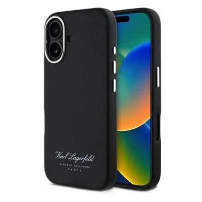 Karl Lagerfeld Grained PU Hotel RSG kryt pro iPhone 16 černý, 57983122752