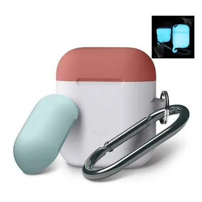 Elago Airpods Silicone Duo Hang Case - NightGlow/Italian Rose, Coral Blue