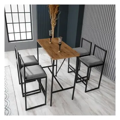 Atelier del Sofa Bar Table & Stool Set (5 Pieces) Nordic - Fume