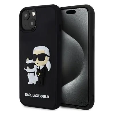 Karl Lagerfeld 3D Rubber Karl and Choupette Zadní Kryt pro iPhone 14 Black