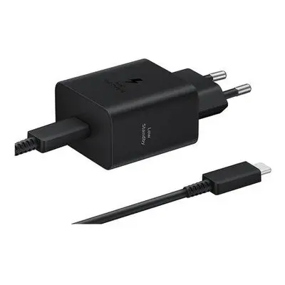 EP-T4511XBE Samsung USB-C 45W Cestovní nabíječka + USB-C Datový Kabel Black