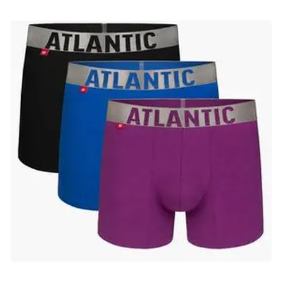 Atlantic Pánské sportovní boxerky 3Pack - černé/modré/fialové Velikost: M, Modrá