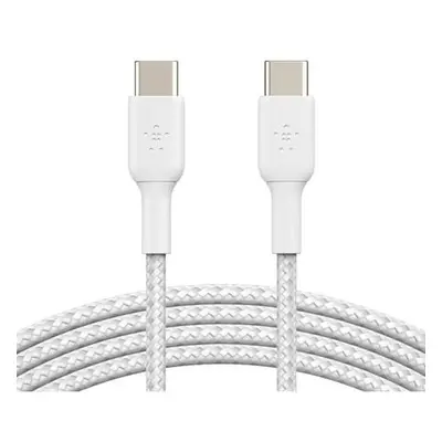 BELKIN kabel oplétaný USB-C - USB-C, 1m, bílý