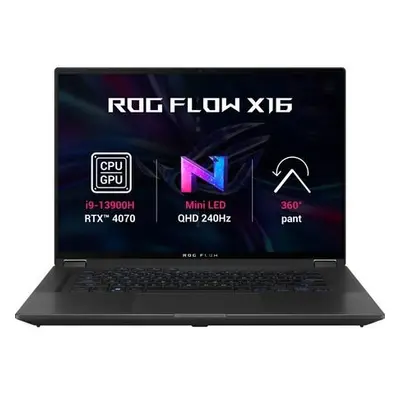 ASUS ROG Flow X16, i9-13900H, 32GB, 2TB SSD, RTX4070, 16" QHD+ 16:10, Win11 PRO, Off Black, GV60