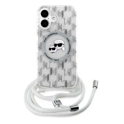 Karl Lagerfeld IML Monogram Crossbody K&CH Heads MagSafe Zadní Kryt pro iPhone 16 Transparent