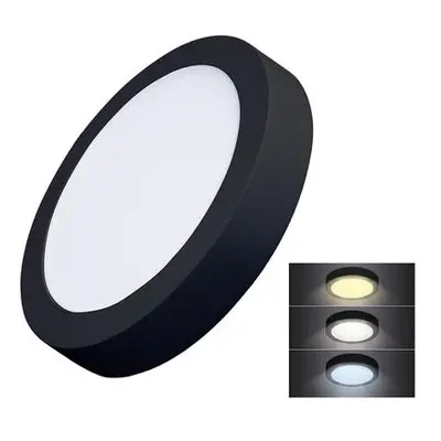 Solight WD172-B LED mini panel CCT, přisazený, 18W, 1530lm, 3000K, 4000K, 6000K, kulatý, černá b