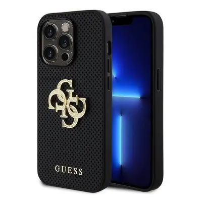 Guess PU Perforated 4G Glitter Metal Logo Zadní Kryt pro iPhone 14 Pro Max Black