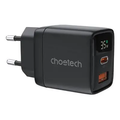 Wall charger GAN3 USB-A+C PD35W Choetech PD6052 (black),