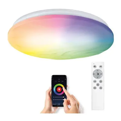 Solight WO792 LED smart stropní světlo Wave, 30W, 2300lm, wifi, RGB + CCT, dálkové ovládání