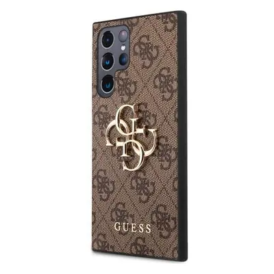 Guess PU 4G Metal Logo kryt Samsung Galaxy S23 Ultra hnědý