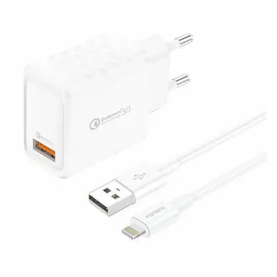 Foneng EU54 USB-A, 3A mains charger (White) + USB-A to Lightning cable