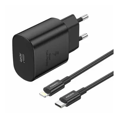 Foneng EU51 USB-C 25W mains charger + USB-C - Lightning cable (black)