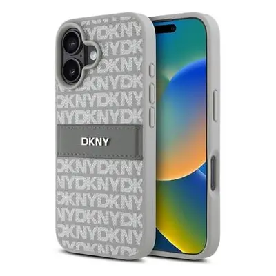 DKNY PU Leather Repeat Pattern Tonal Stripe Zadní Kryt pro iPhone 16 Beige