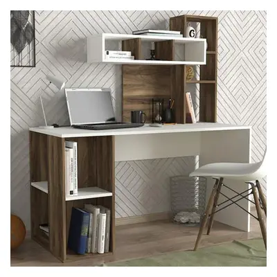 Hanah Home Study Desk Coral - White, Walnut