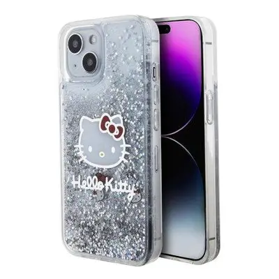 Hello Kitty Liquid Glitter Electroplating Head Logo Kryt iPhone 15 čirý