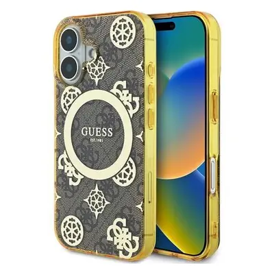 Guess IML 4G Peony MagSafe Zadní Kryt pro iPhone 16 Brown