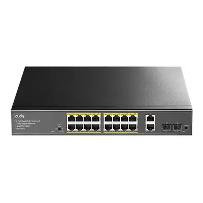 Cudy 16-Port Gigabit PoE+ Switch with 2 Gigabit Uplink ports + 2x SFP 200W, GS1018PS2