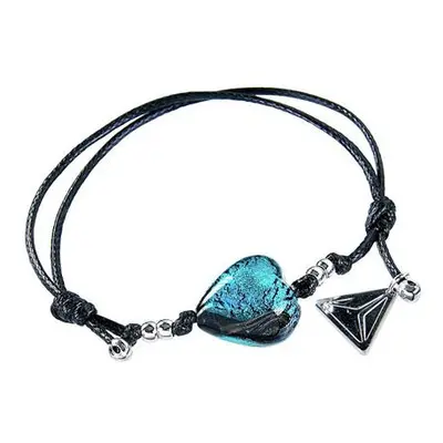 Lampglas Výjimečný náramek Turquoise Heart s ryzím stříbrem v perle BLH5