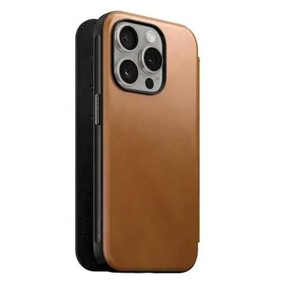 Nomad Modern Leather Folio iPhone 15 Pro english tan, NM01629085