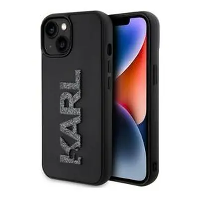 Karl Lagerfeld 3D Rubber Glitter Logo zadní kryt pro iPhone 15 Plus černý