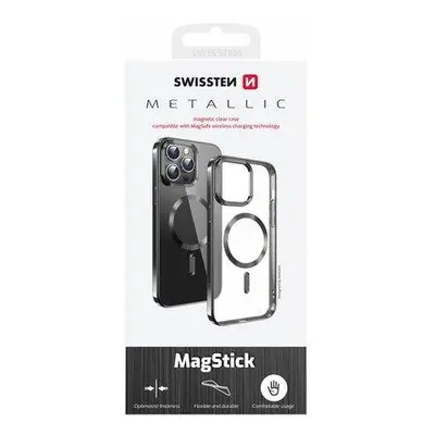 SWISSTEN Clear Jelly MagStick Metallic pouzdro pro iPhone 16 Pro černé